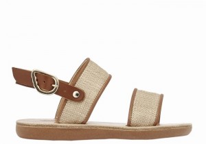 Sandali Casual Ancient Greek Sandals Little Clio Rafia Soft Bambino Beige Marroni | GFI5150KT