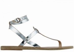 Sandali Con Cinturino Ancient Greek Sandals Estia Leather Donna Argento | DGZ8167LQ