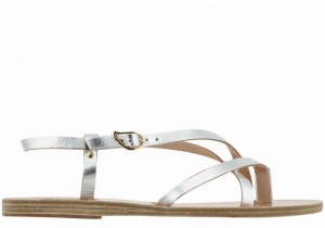 Sandali Con Cinturino Sul Retro Ancient Greek Sandals Semele Leather Donna Argento | EOY4933ER