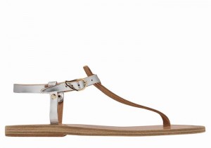 Sandali Con Cinturino Sul Retro Ancient Greek Sandals Lito Flip Flop Leather Donna Argento | THC4240LC