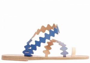 Sandali Con Puntale Ancient Greek Sandals Eleftheria Onda Leather Donna Blu Bianche | VPV8878XS