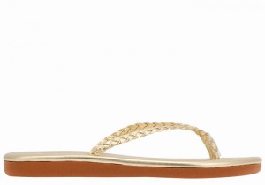 Sandali Intrecciati Ancient Greek Sandals Plage Flip Flop Donna Oro Bianche | FST9957BF