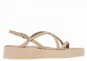 Sandali con Plateau Ancient Greek Sandals Silia Leather Donna Grigie Marroni | QOG9381EW