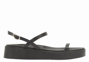 Sandali con Plateau Ancient Greek Sandals Evriali Leather Donna Nere | LTZ9859JN