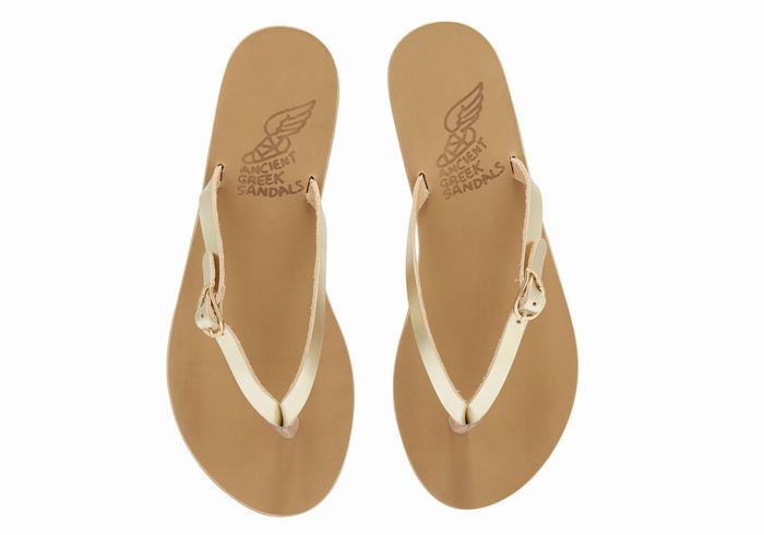 Infradito Ancient Greek Sandals Dihalo Leather Donna Oro Bianche | WJD8654FE