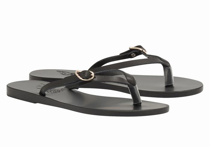 Infradito Ancient Greek Sandals Dihalo Leather Donna Nere | JSD4726CG