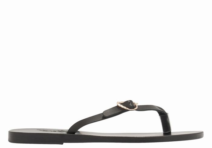 Infradito Ancient Greek Sandals Dihalo Leather Donna Nere | JSD4726CG