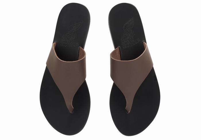 Infradito Ancient Greek Sandals Mera Leather Donna Marroni Scuro | QBT1091NT