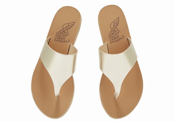 Infradito Ancient Greek Sandals Mera Leather Donna Oro Bianche | UAP7264MZ