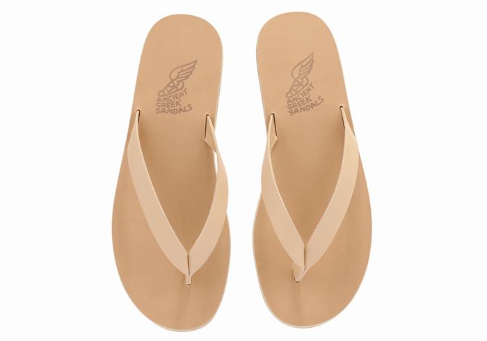 Infradito Ancient Greek Sandals Solon Leather Uomo Beige | ZHK288ZS