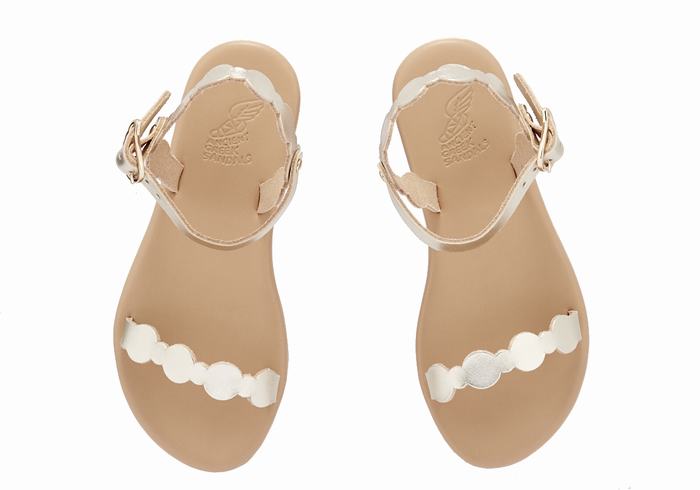 Sandali Bassi Ancient Greek Sandals Little Toxo Soft Bambino Oro Bianche | UMK5832UP