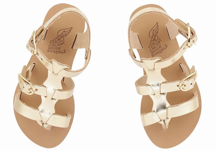 Sandali Bassi Ancient Greek Sandals Little Grace Kelly Soft Bambino Oro Bianche | CMS7096YJ