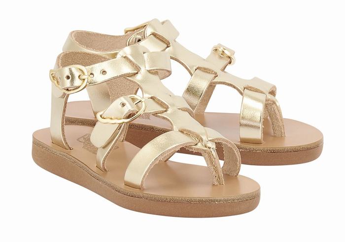 Sandali Bassi Ancient Greek Sandals Little Grace Kelly Soft Bambino Oro Bianche | CMS7096YJ