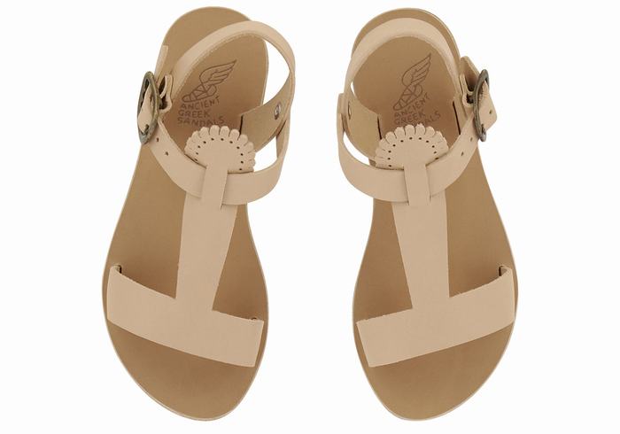 Sandali Bassi Ancient Greek Sandals Little Amber Soft Bambino Beige | IDI9872KQ