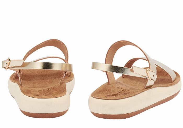 Sandali Casual Ancient Greek Sandals Clio Comfort Donna Oro Bianche | MIG5978RQ