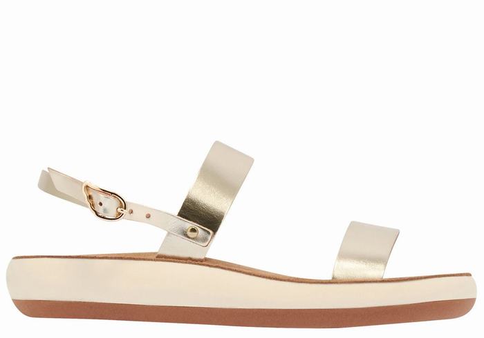 Sandali Casual Ancient Greek Sandals Clio Comfort Donna Oro Bianche | MIG5978RQ