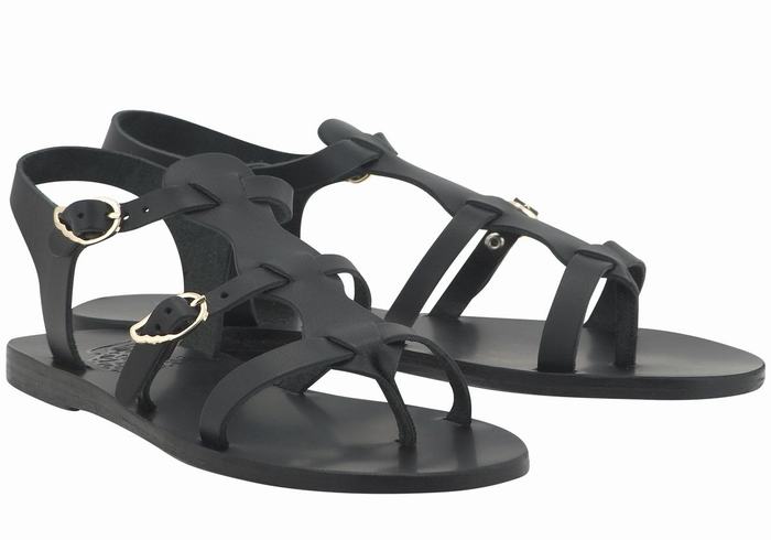 Sandali Casual Ancient Greek Sandals Grace Kelly Leather Donna Nere | PEL756JP