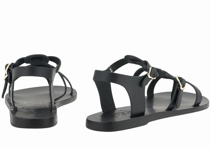 Sandali Casual Ancient Greek Sandals Grace Kelly Leather Donna Nere | PEL756JP