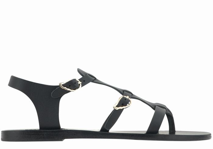 Sandali Casual Ancient Greek Sandals Grace Kelly Leather Donna Nere | PEL756JP