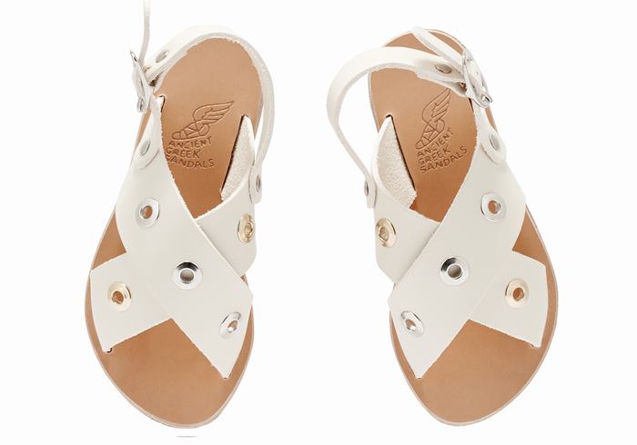 Sandali Casual Ancient Greek Sandals Little Maria Eyelets Soft Bambino Bianche | BBF4351IG