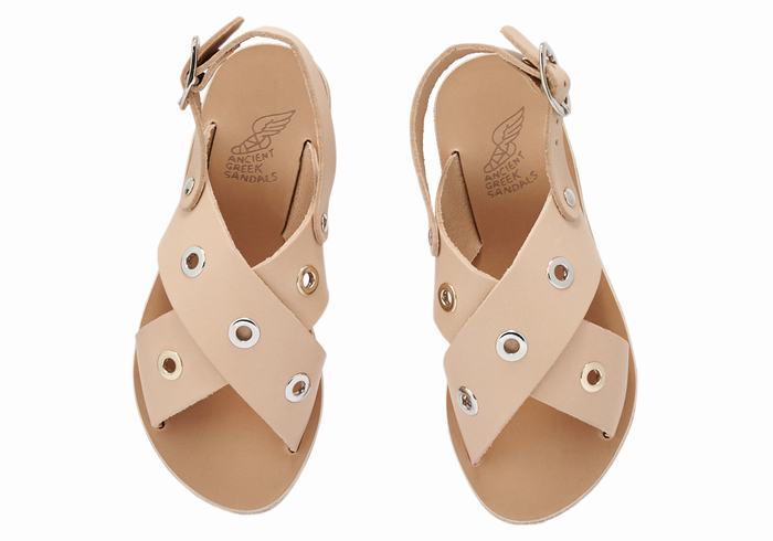 Sandali Casual Ancient Greek Sandals Little Maria Eyelets Soft Bambino Beige | ZZW7755MP