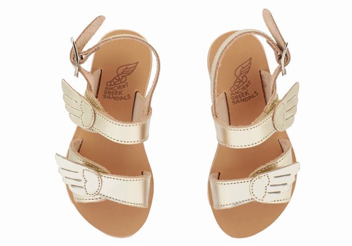 Sandali Casual Ancient Greek Sandals Little Iliada Soft Bambino Oro Bianche | GSX3424OX