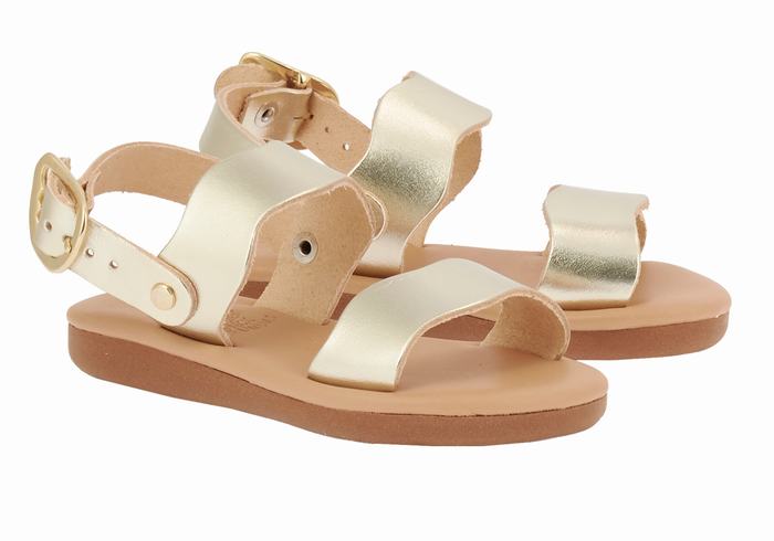 Sandali Casual Ancient Greek Sandals Little Calamos Soft Bambino Oro Bianche | BRD6317SB