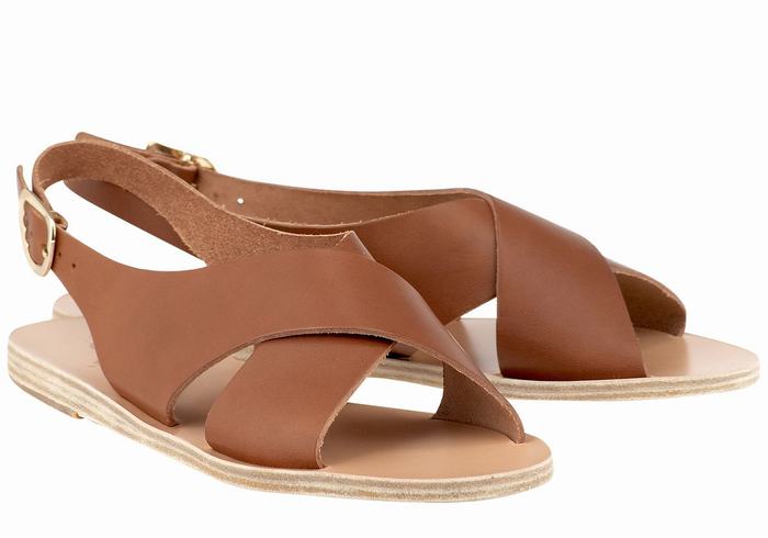 Sandali Casual Ancient Greek Sandals Maria Leather Donna Marroni Scuro | ZGM9950DO