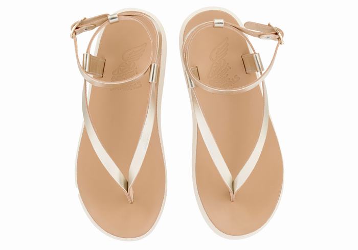 Sandali Con Cinturino Ancient Greek Sandals Salomi Comfort Donna Oro Bianche | MZR2786SQ