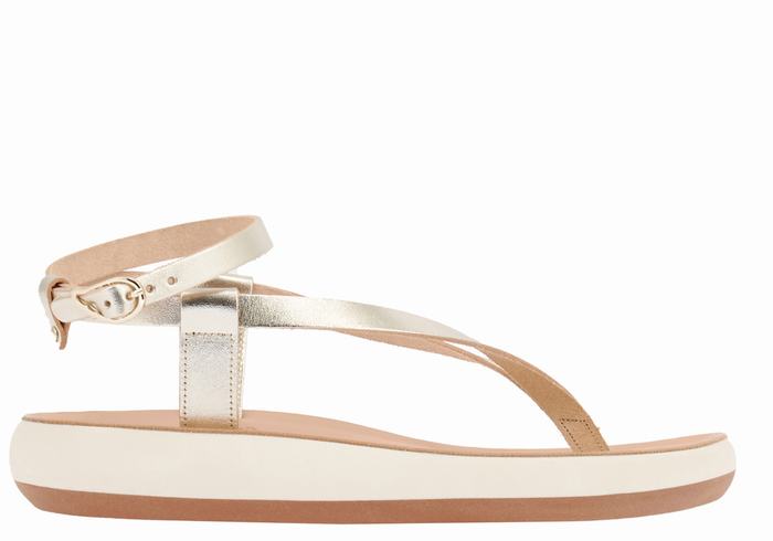 Sandali Con Cinturino Ancient Greek Sandals Salomi Comfort Donna Oro Bianche | MZR2786SQ