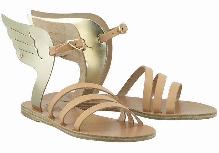 Sandali Con Cinturino Ancient Greek Sandals Ikaria Leather Donna Beige Oro Bianche | JFK6588HT