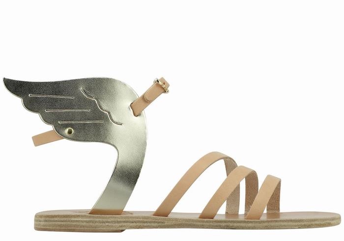 Sandali Con Cinturino Ancient Greek Sandals Ikaria Leather Donna Beige Oro Bianche | JFK6588HT