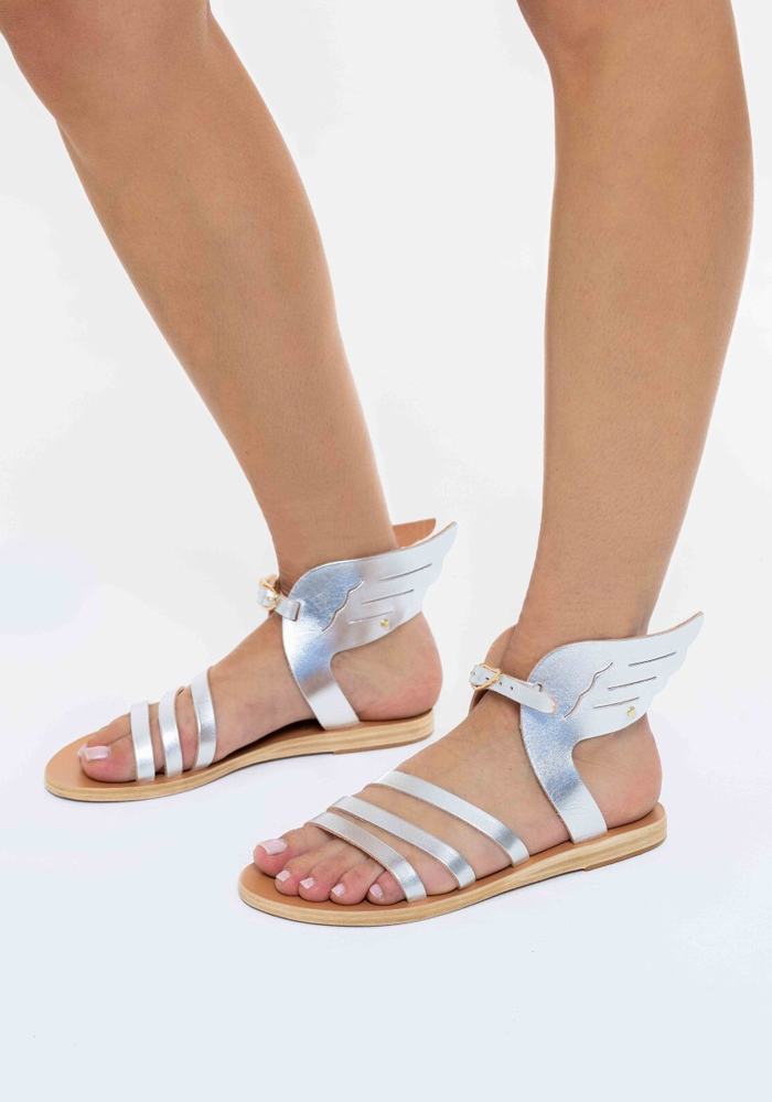 Sandali Con Cinturino Ancient Greek Sandals Ikaria Leather Donna Argento | QER10080WM