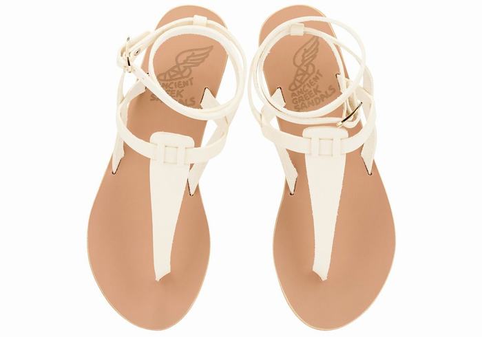 Sandali Con Cinturino Ancient Greek Sandals Estia Leather Donna Bianche | EOG6585UW