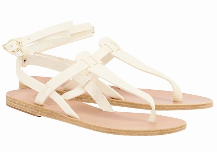 Sandali Con Cinturino Ancient Greek Sandals Estia Leather Donna Bianche | EOG6585UW