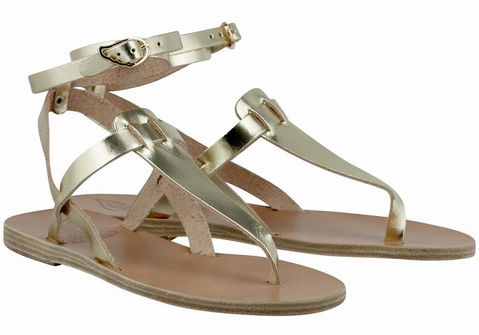 Sandali Con Cinturino Ancient Greek Sandals Estia Leather Donna Oro Bianche | BKO5255WP