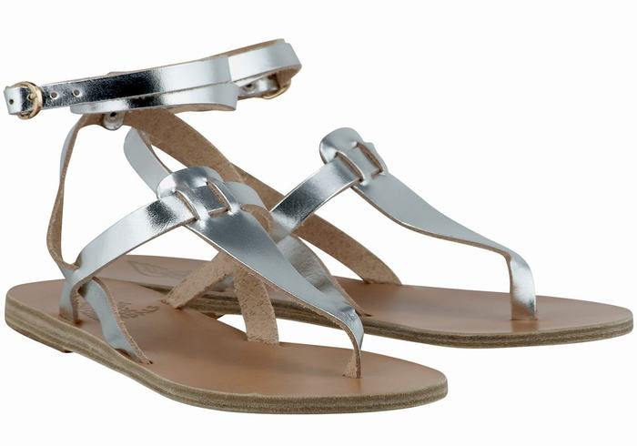 Sandali Con Cinturino Ancient Greek Sandals Estia Leather Donna Argento | DGZ8167LQ