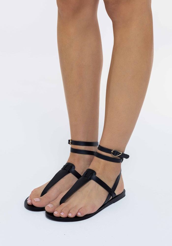 Sandali Con Cinturino Ancient Greek Sandals Estia Leather Donna Nere | MLH319EH