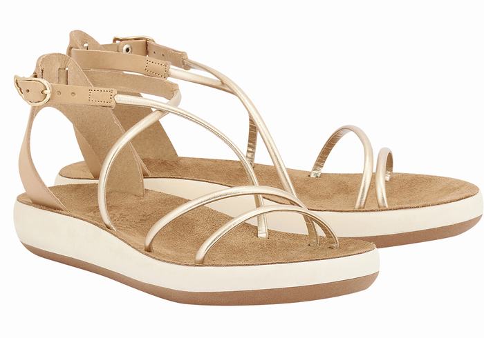 Sandali Con Cinturino Ancient Greek Sandals Anastasia Comfort Donna Beige Oro Bianche | HND6132UD