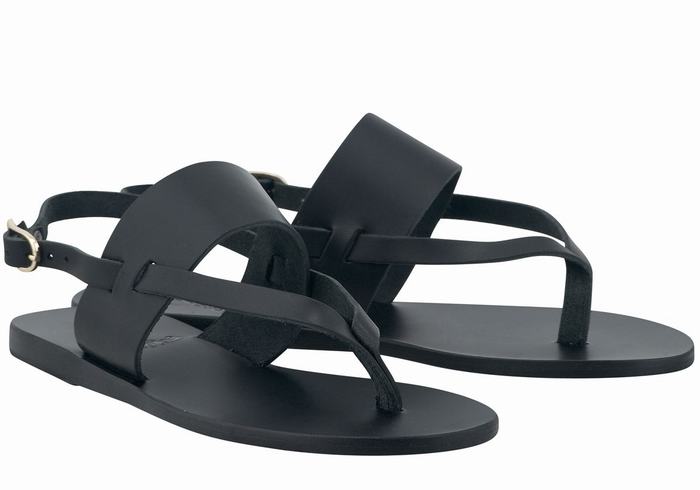 Sandali Con Cinturino Sul Retro Ancient Greek Sandals Zoe Flip Flop Leather Donna Nere | FXZ2885VV