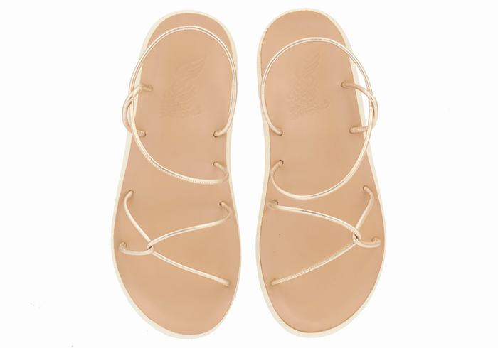 Sandali Con Cinturino Sul Retro Ancient Greek Sandals Taxidi Comfort Donna Oro Bianche | YZX9056DY