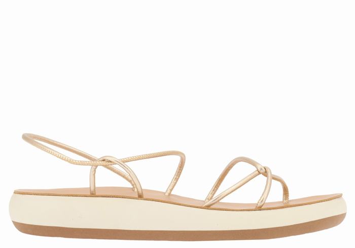 Sandali Con Cinturino Sul Retro Ancient Greek Sandals Taxidi Comfort Donna Oro Bianche | YZX9056DY