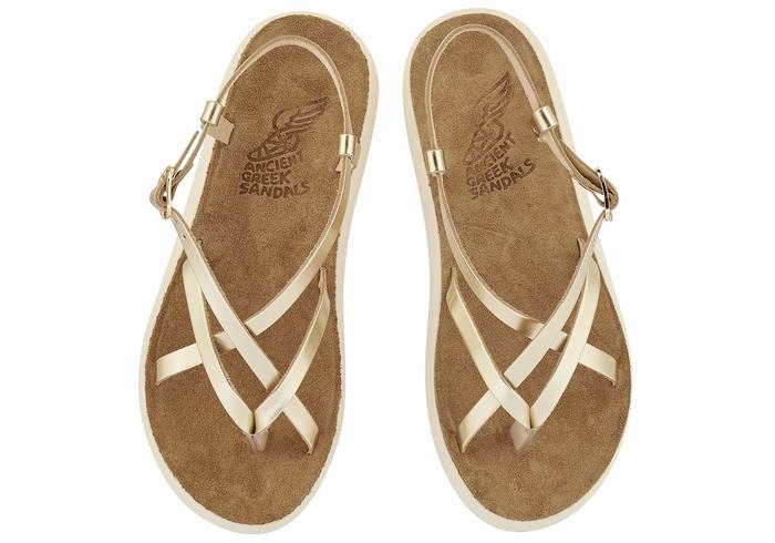 Sandali Con Cinturino Sul Retro Ancient Greek Sandals Semele Comfort Donna Oro Bianche | DQY1860XU