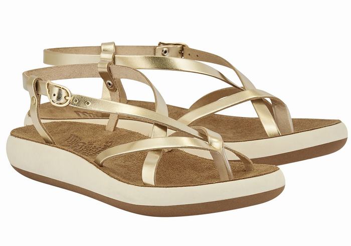 Sandali Con Cinturino Sul Retro Ancient Greek Sandals Semele Comfort Donna Oro Bianche | DQY1860XU