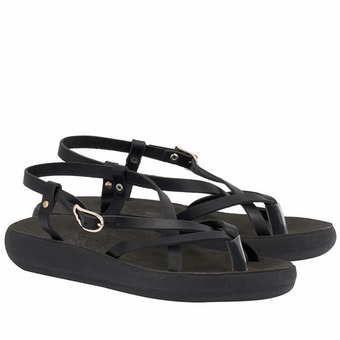 Sandali Con Cinturino Sul Retro Ancient Greek Sandals Semele Comfort Donna Nere | TZN9164DE