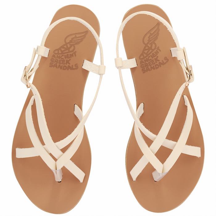 Sandali Con Cinturino Sul Retro Ancient Greek Sandals Semele Leather Donna Bianche | OCY6194VX