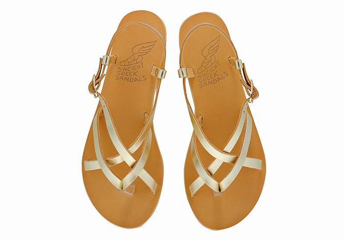 Sandali Con Cinturino Sul Retro Ancient Greek Sandals Semele Leather Donna Oro Bianche | VBI7385AP