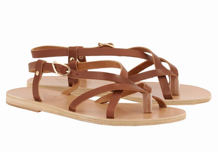 Sandali Con Cinturino Sul Retro Ancient Greek Sandals Semele Leather Donna Marroni Scuro | KNP2184PC