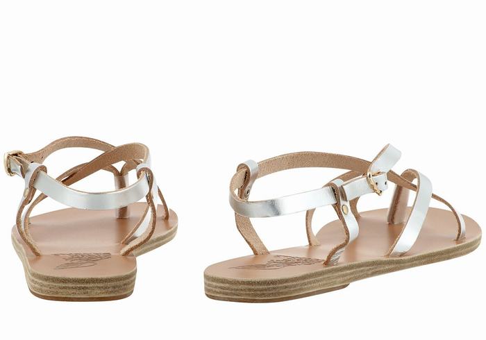 Sandali Con Cinturino Sul Retro Ancient Greek Sandals Semele Leather Donna Argento | EOY4933ER