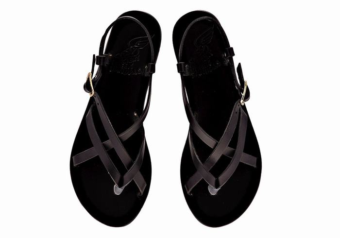 Sandali Con Cinturino Sul Retro Ancient Greek Sandals Semele Leather Donna Nere | USS5668SJ